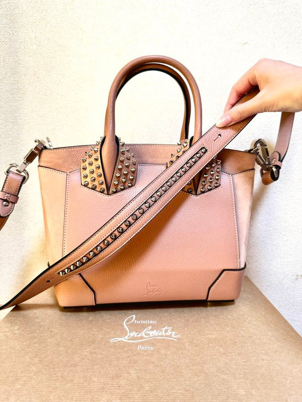 Christian Louboutin Eloise Small 2-Way Handbag Shoulder Bag Leather Beige