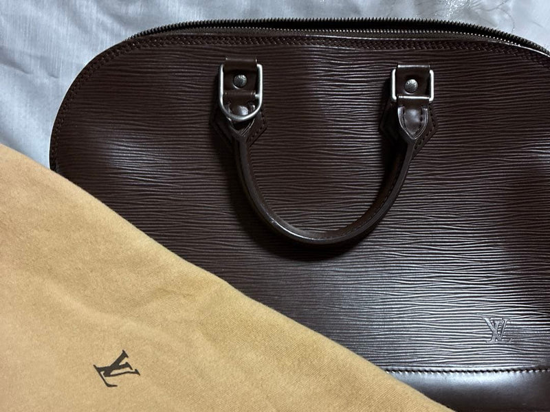 Louis Vuitton Alma Handbag Brown Epi Leather Double Handle Double Zipper