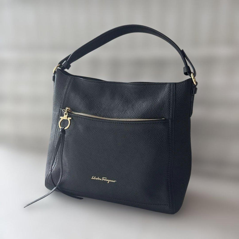 Salvatore Ferragamo Handbag Shoulder Bag Black Leather