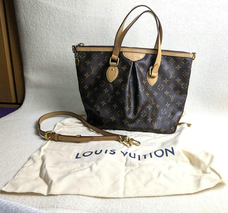 Louis Vuitton Palermo Pm M40145 Handbag Monogram Canvas Leather Brown