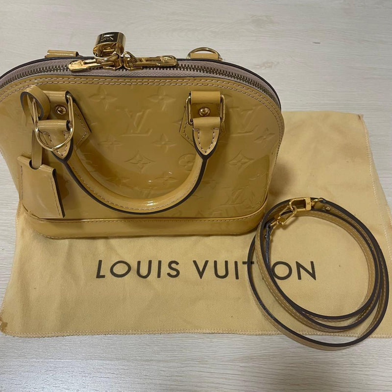 Louis Vuitton Alma Bb Handbag Crossbody Shoulder Bag Pink Beige