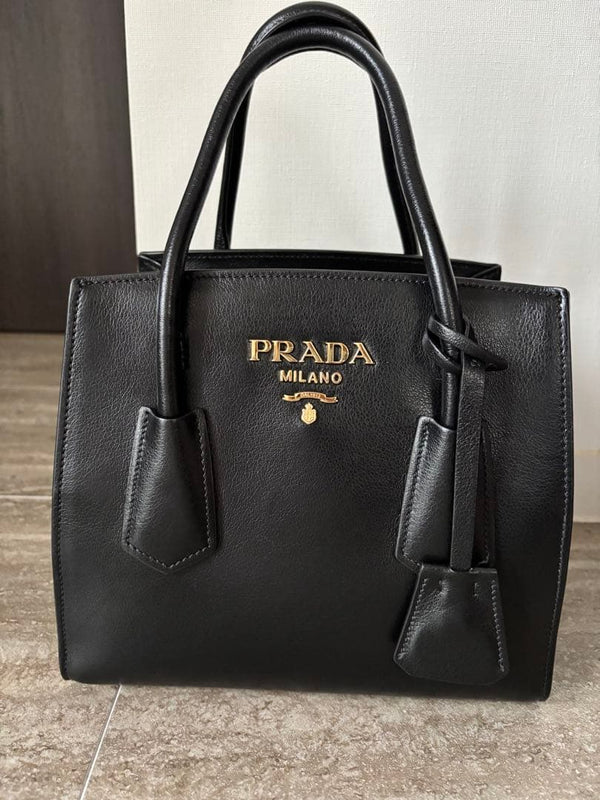 Prada Shoulder Bag Handbag Grace Calf Leather Black