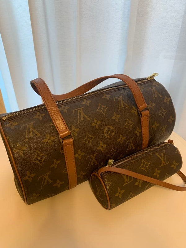 Monogram Papillon 30 Handbag Set Brown Gold Hardware