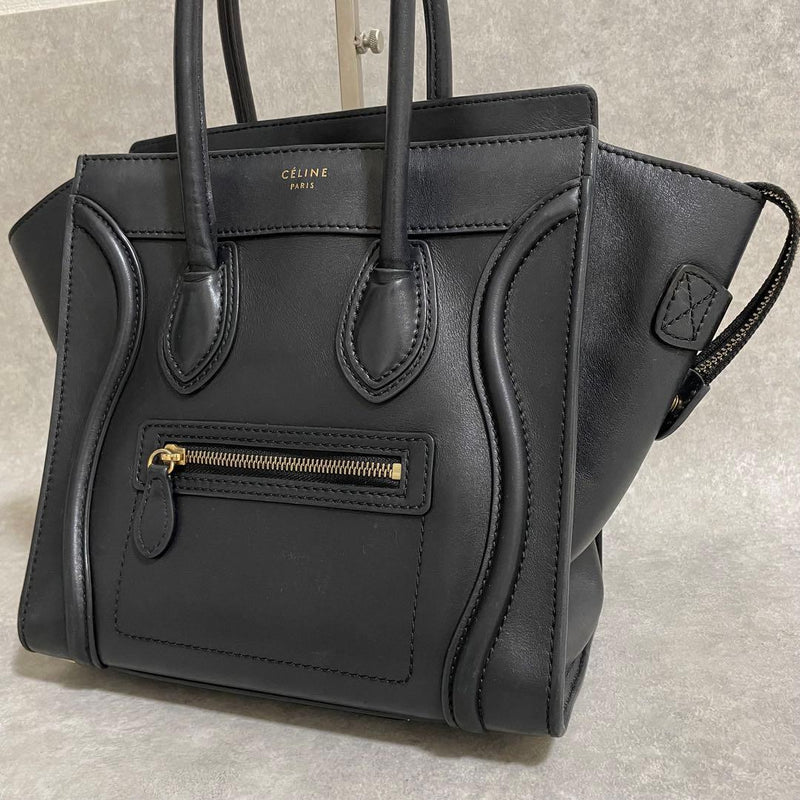 Micro Luggage S-CU•0133 Handbag Black Calfskin Leather