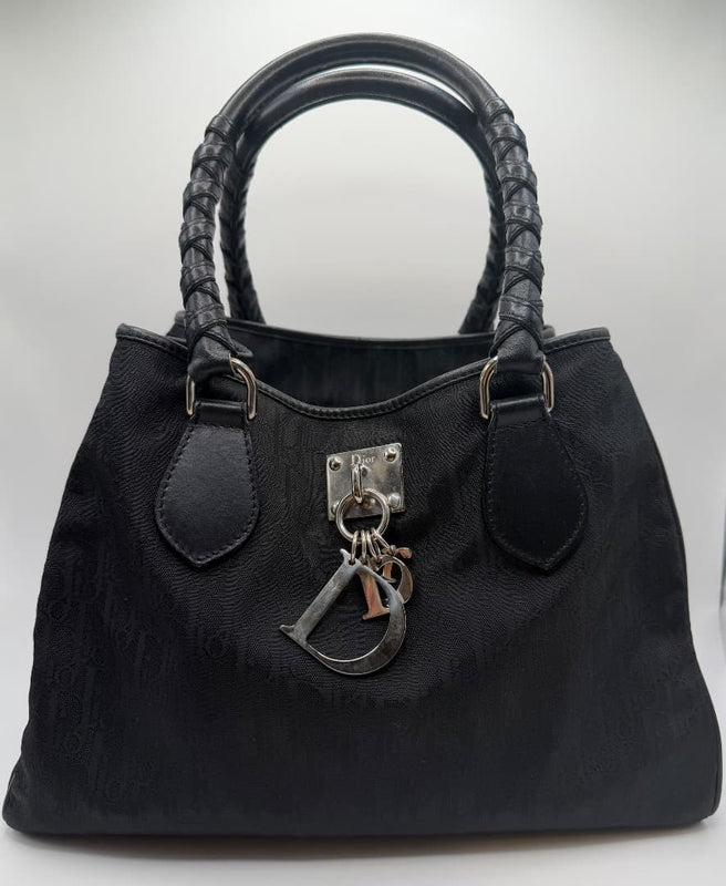 Dior Trotter Handbag Canvas Leather Black Shoulder Bag