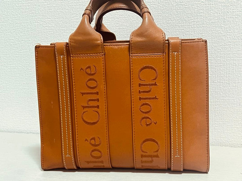 Chloe Handbag Shoulder Bag Tote Leather Brown