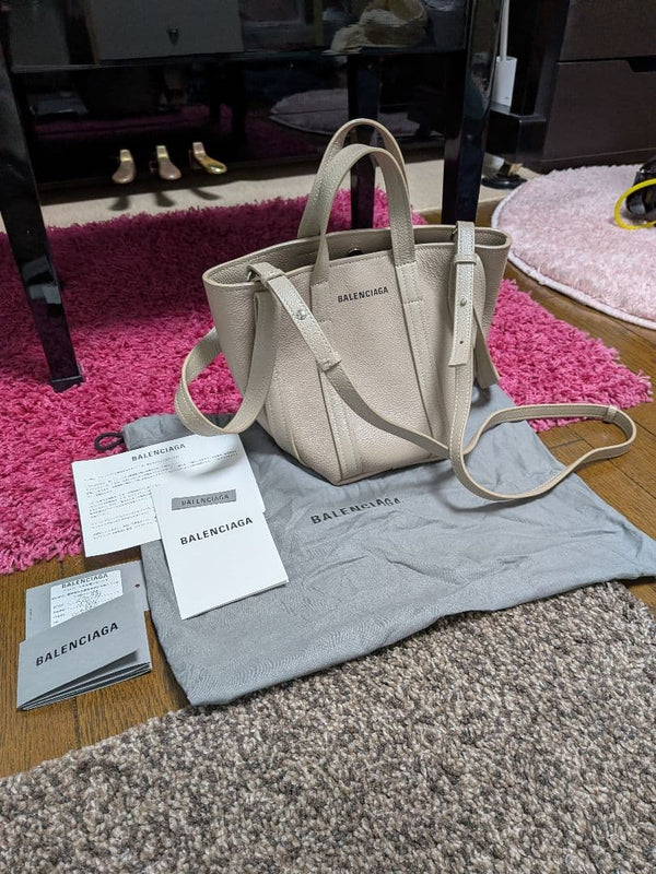 Balenciaga Everyday Small 2-Way Handbag Shoulder Bag Leather Beige