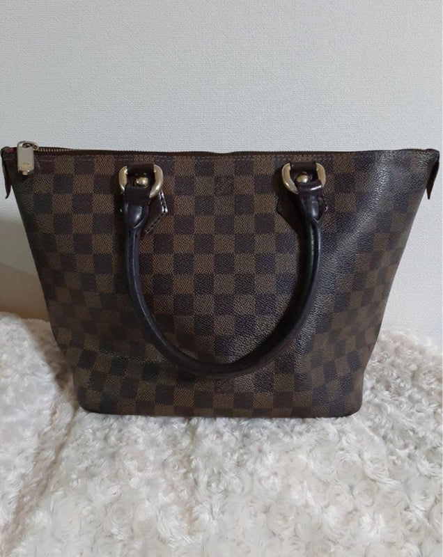 Louis Vuitton Saleya Pm N51183 Damier Tote Bag Brown Leather
