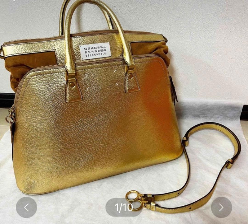 Maison Margiela 5AC Shoulder Bag Handbag Cowhide Leather Gold 2-Way