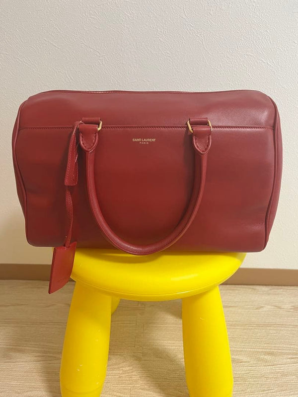 Saint Laurent Paris Duffle 6 Shoulder Bag Leather Red