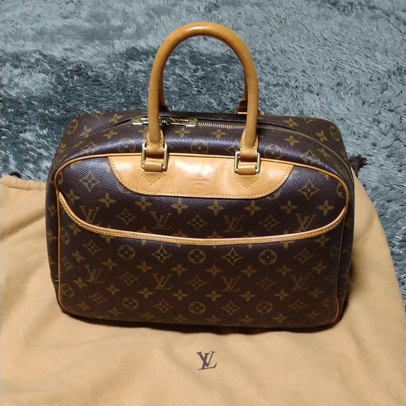 Louis Vuitton Deauville Monogram Handbag Brown Leather
