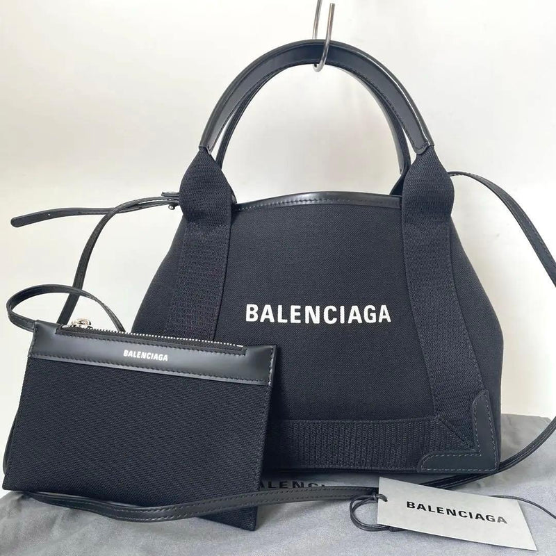 Balenciaga Cabas Small Cabas 390346 Tote Bag Canvas Calf Leather Black