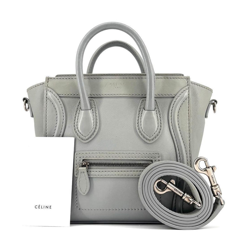 Celine Luggage Nano Shopper F-ZP-0133 Handbag Leather Light Blue 2-Way