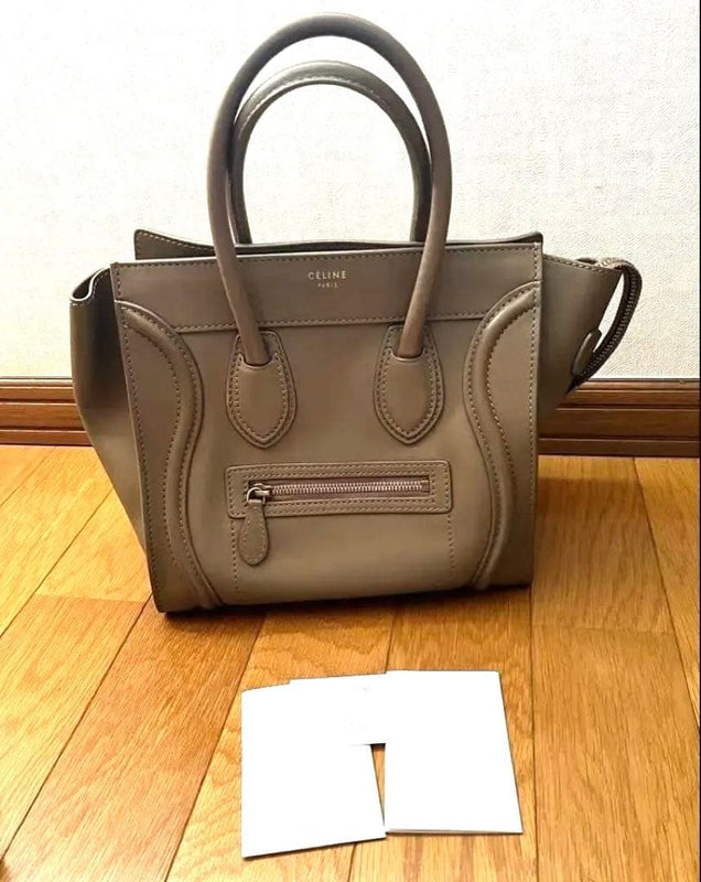 Céline Luggage Micro Shopper Handbag Tote Smooth Calfskin