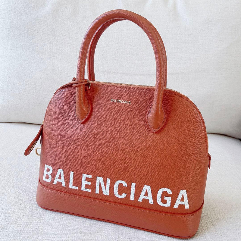 Balenciaga Ville Top S Handbag Leather Calf Leather Terracotta