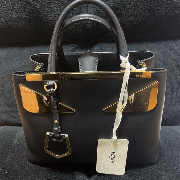 Fendi Petit 2Jour Monster Handbag Black Aurosoft Leather