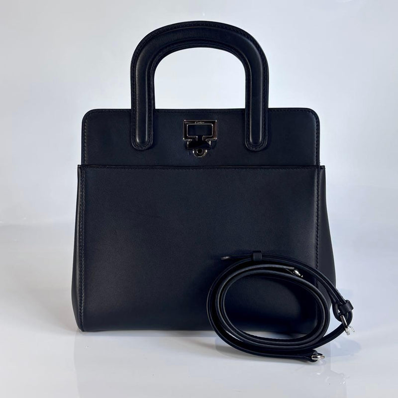 Cartier Jeanne Toussaint 2way Handbag Shoulder Bag Leather Black