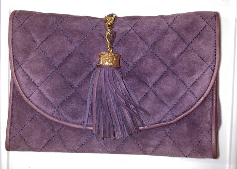 Chanel Handbag Shoulder Bag Tassel Purple Leather