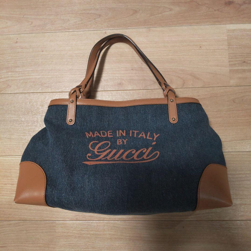 Gucci Denim Leather Handbag Shoulder Bag Tote
