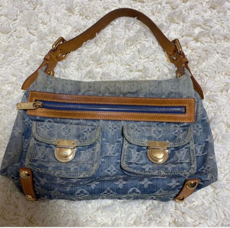 Louis Vuitton Monogram Denim Baggy Pm Crossbody Shoulder Bag Leather