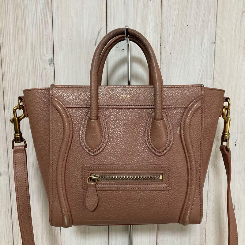 Celine Luggage Nano Shopper 2-Way Bag Pink Beige Leather