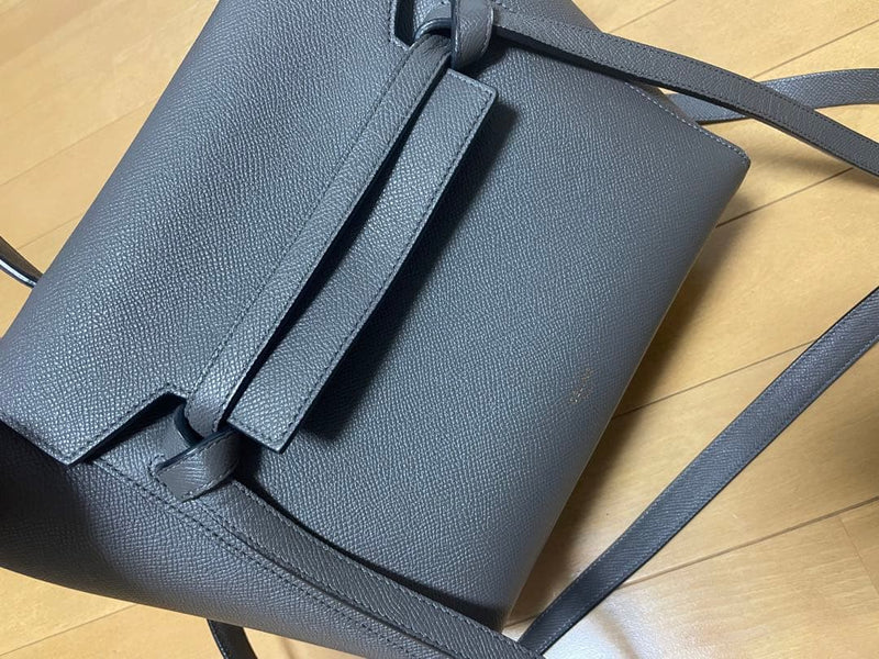 Celine Belt Bag Mini Handbag Grey Leather