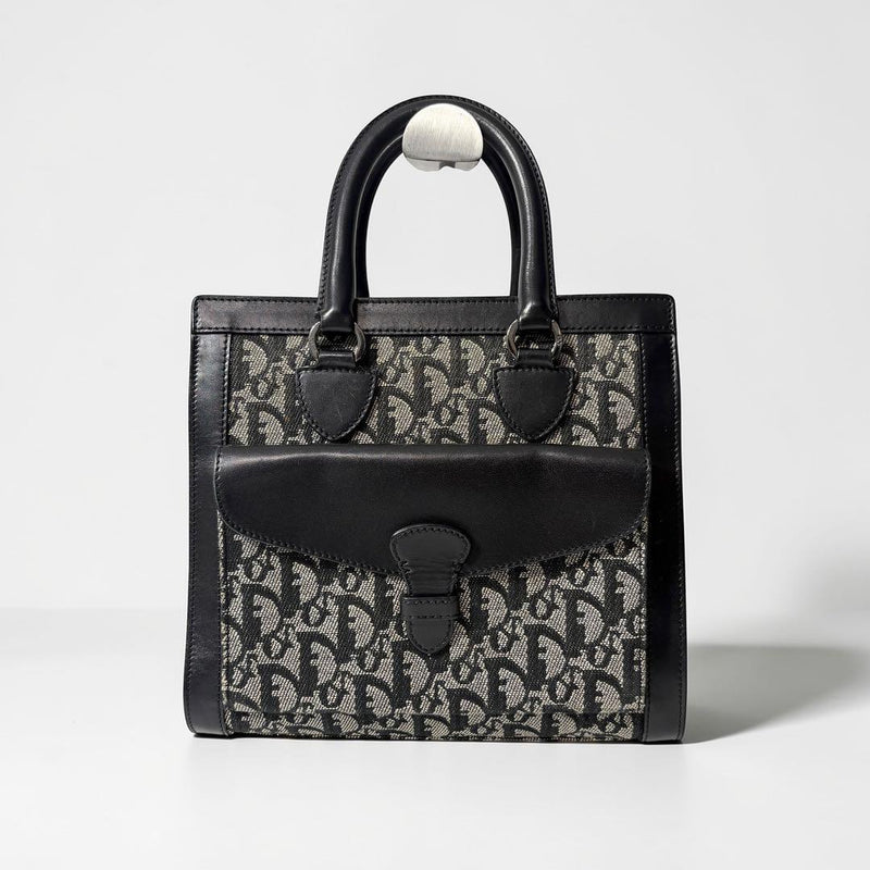 Christian Dior Trotter Bo B 0032 Handbag Canvas Navy Silver Gray