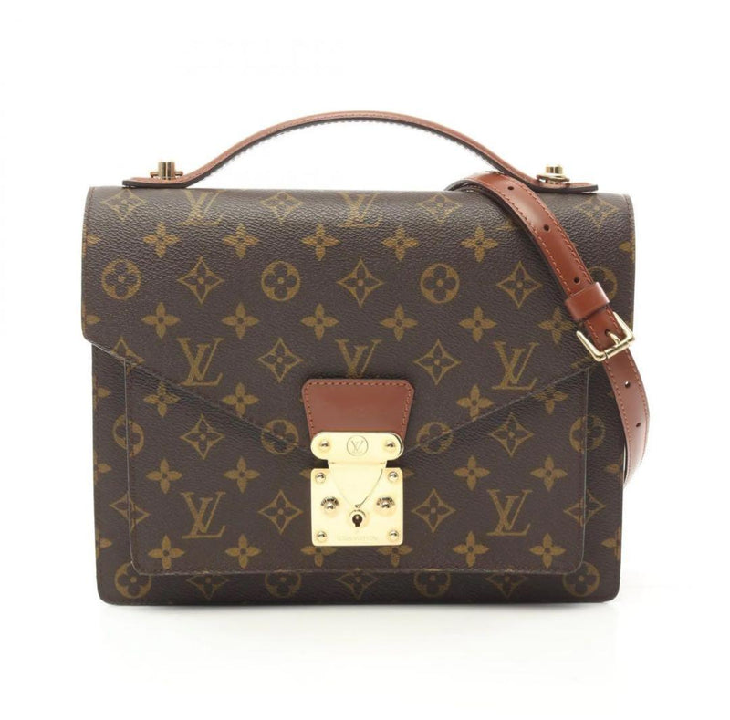 Louis Vuitton Monceau M51185 Handbag Monogram Pvc Coated Canvas Leather Brown