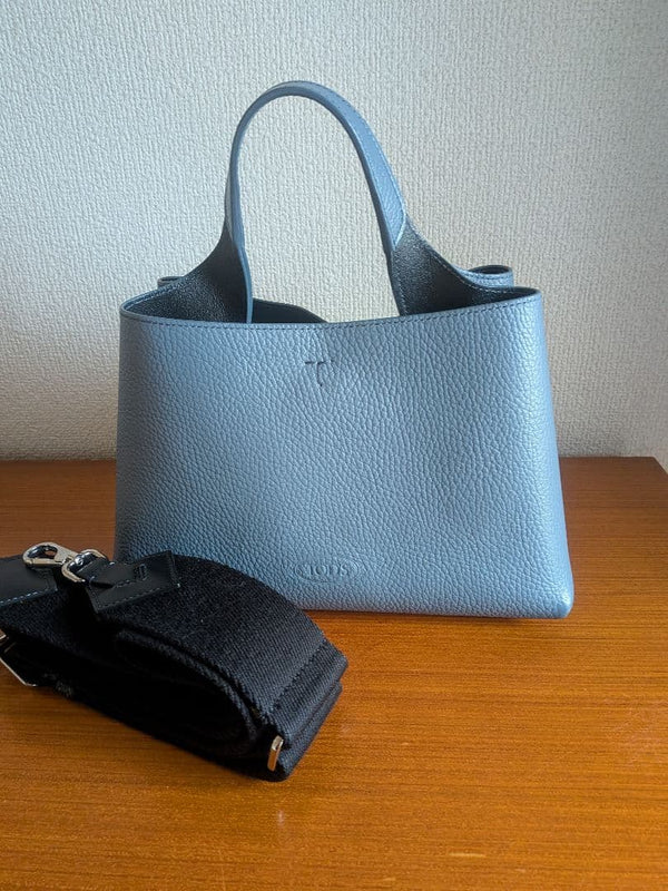 Tods T Timeless Hand Shoulder Bag Leather Blue