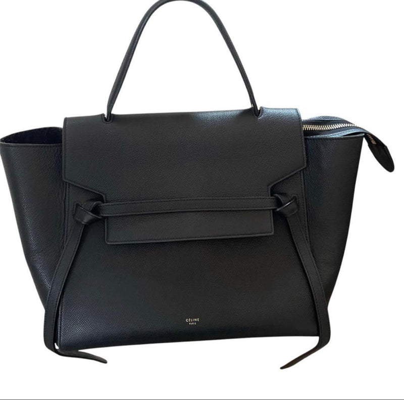Celine Belt Bag Mini Handbag Grained Calfskin Black Gold Hardware