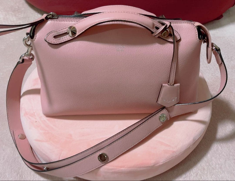Fendi By The Way Medium Shoulder Bag Handbag Crossbody Pink Leather