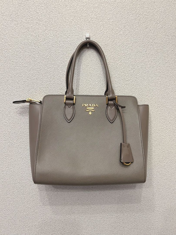 Prada Saffiano Leather Tote Bag Gray
