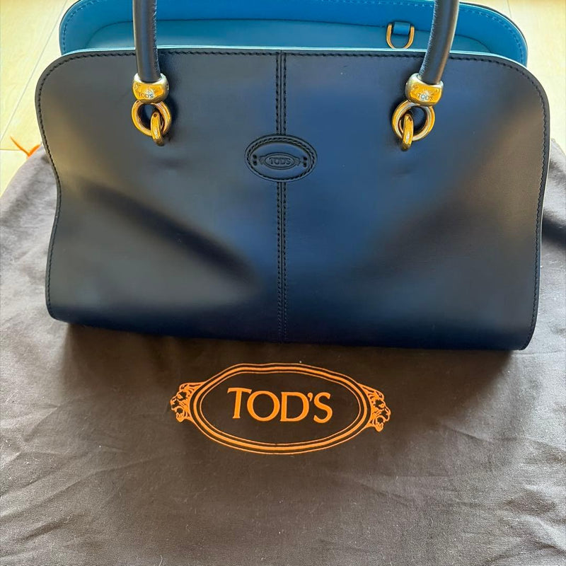Handbag Shoulder Bag Tote Navy Leather