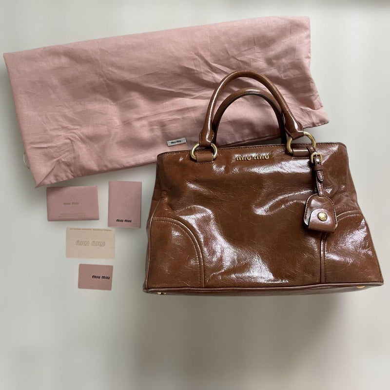 Miu Miu Handbag Shoulder Bag Brown Leather