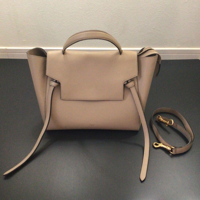 Celine Belt Bag Handbag Shoulder Bag 2way Leather Beige
