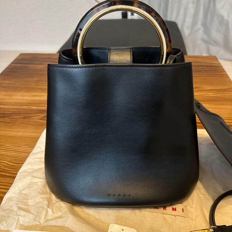 Marni Panier Bag Handbag Leather Woven Tote Shoulder