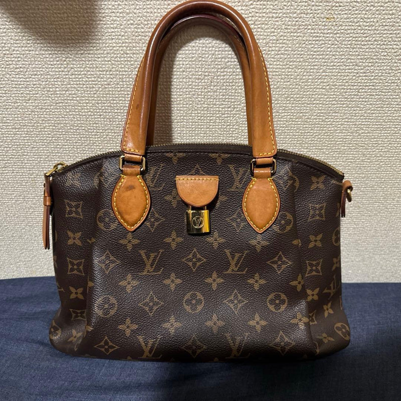 Louis Vuitton Riboli Pm Handbag Monogram Canvas Leather Brown