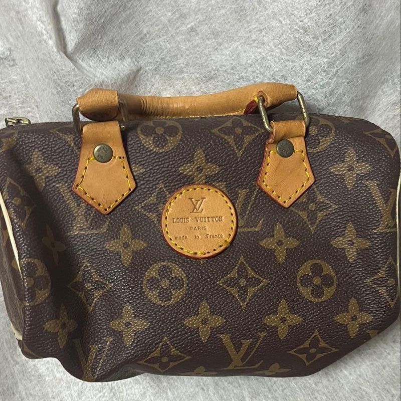 Louis Vuitton Monogram Canvas Handbag Brown Leather Handles