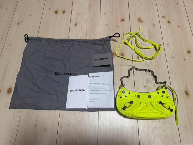 Balenciaga Le Cagole Mini Shoulder Bag Yellow Leather