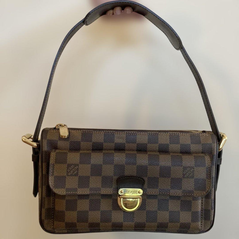 Louis Vuitton Damier Shoulder Bag Leather Gold Hardware