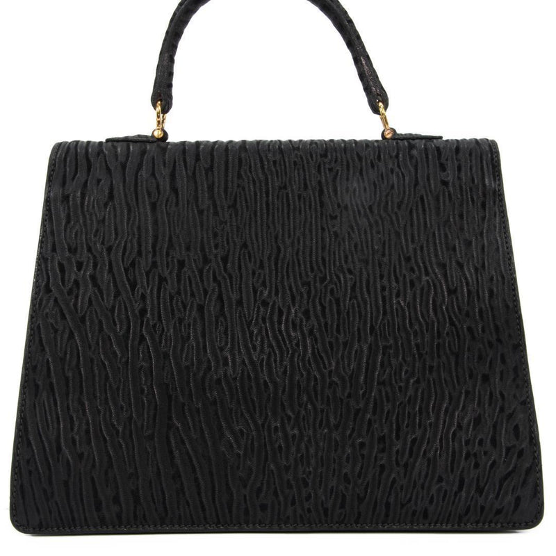 Handbag Seal Skin Black Exotic Leather Gold Hardware