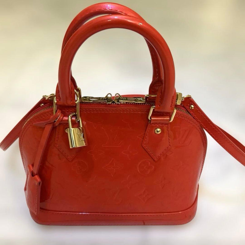 Louis Vuitton Vernis Alma Bb M90174 Handbag Shoulder Bag Pink Beige