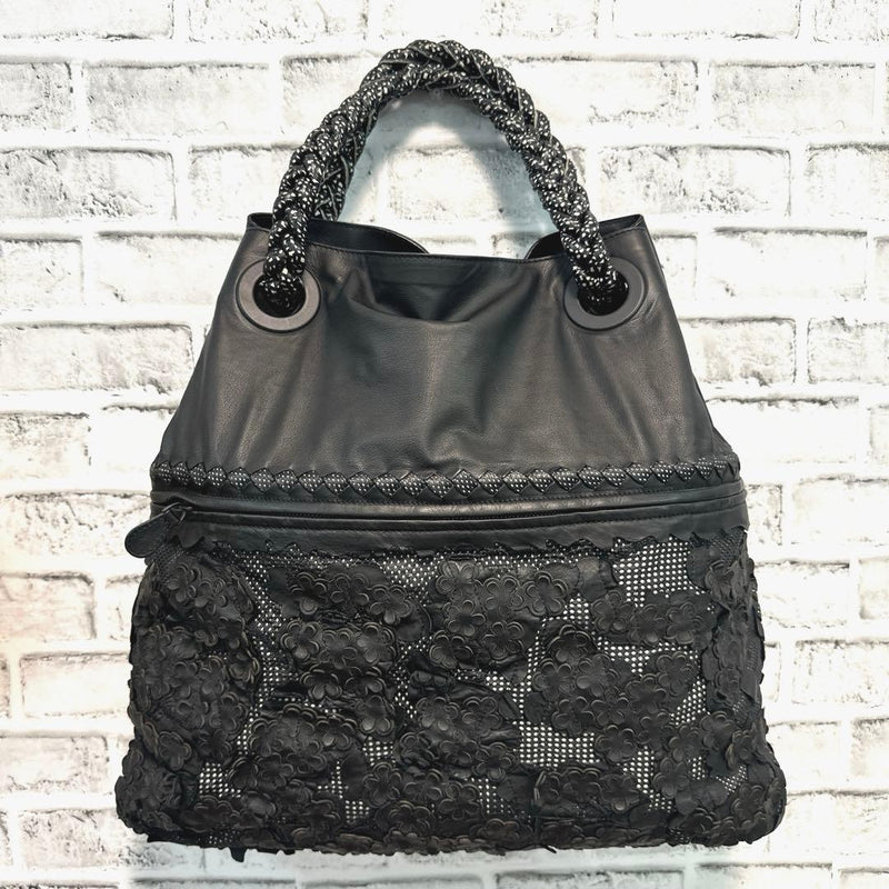 Bottega Veneta Flower Patchwork Punching Leather Handbag Tote