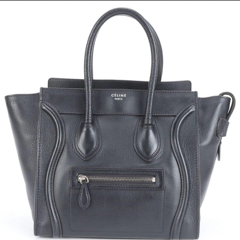 Celine Luggage Mini Shopper Tote Bag Leather Black