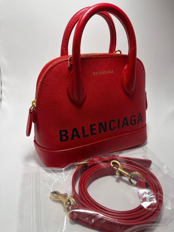 Balenciaga Ville Top Handle Handbag Leather Red Gold Hardware