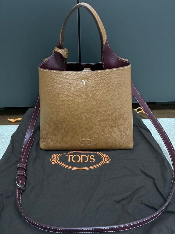 Tods Mini Handbag Shoulder Bag Crossbody Brown Leather