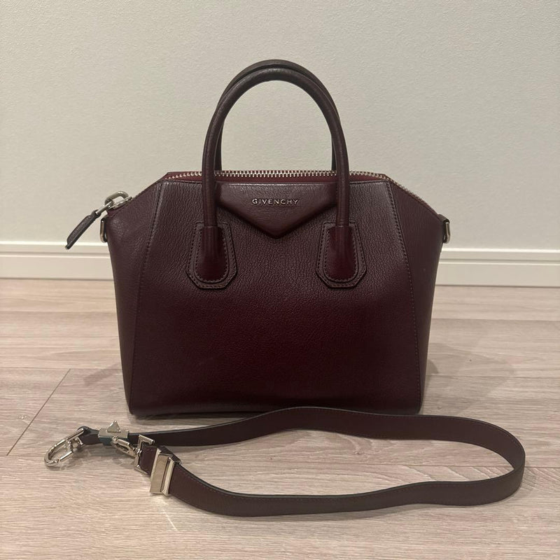 Givenchy Antigona Handbag Shoulder Bag Burgundy Leather
