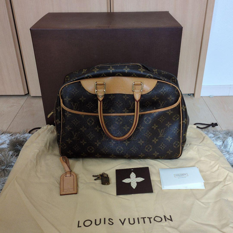 Louis Vuitton Monogram Deauville Handbag Tote Bag Canvas Brown