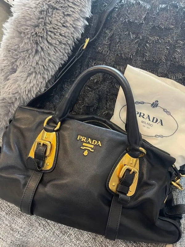 Prada Handbag Shoulder Bag 2way Black Leather