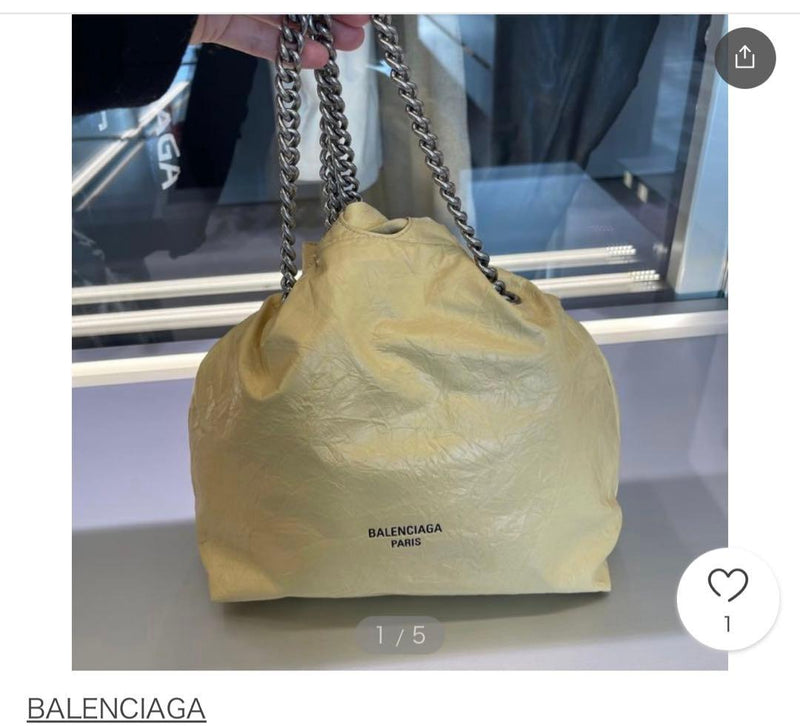 Balenciaga Crush Tote Bag S Yellow Silver Chain Hardware